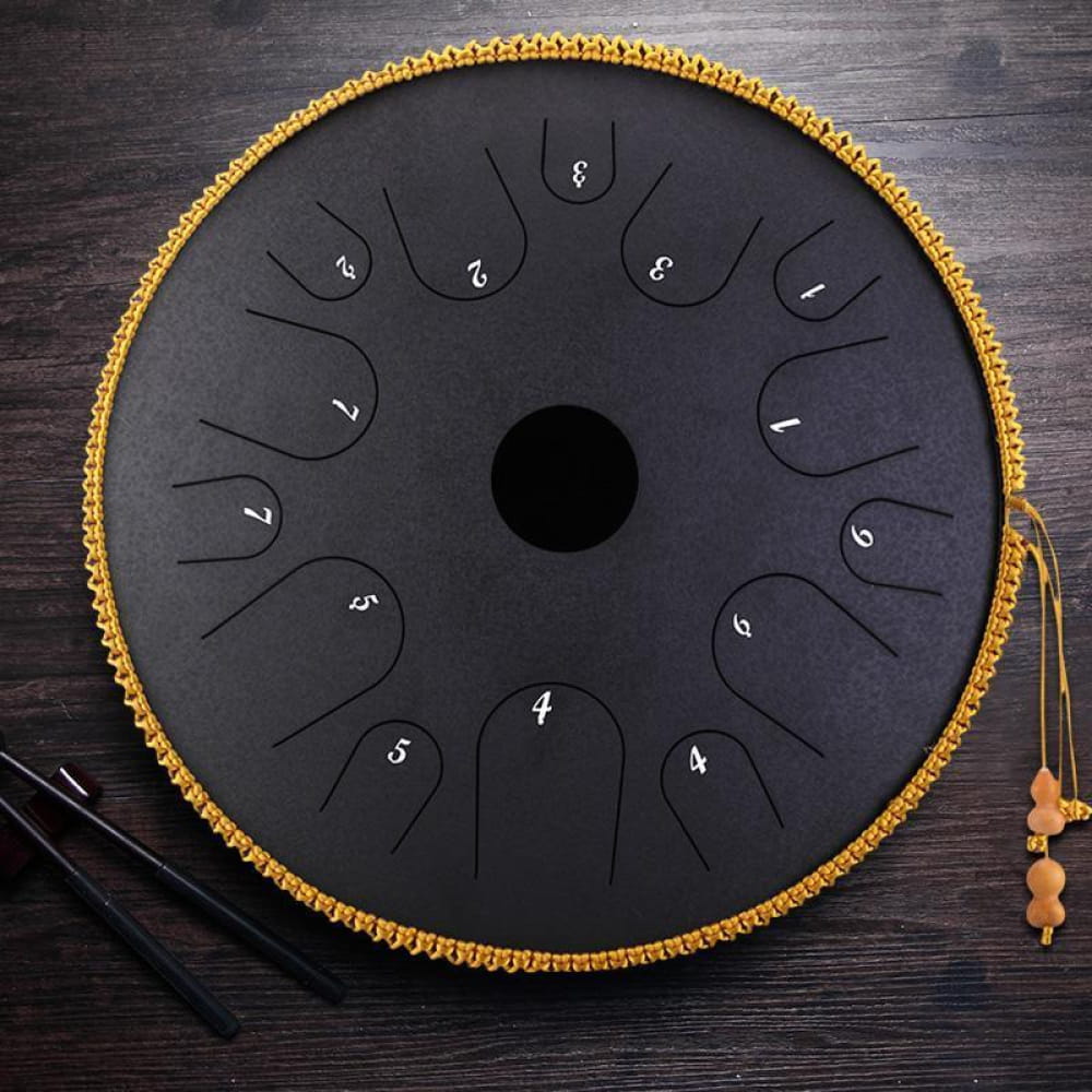 14-Inch Alloy Copper Steel Tongue Drum 14 Notes C Key - 14 Inches/14 Notes (C Major) / Obsidian