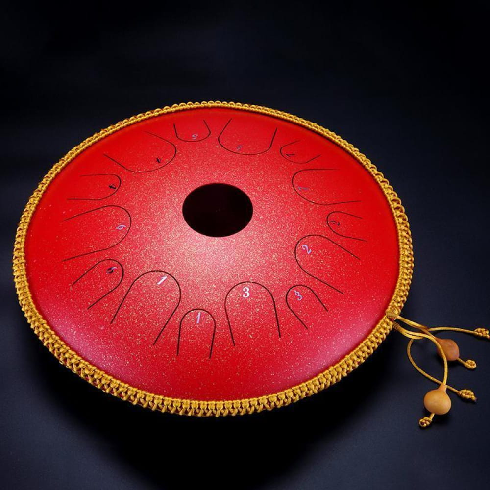 14-Inch Alloy Copper Steel Tongue Drum 14 Notes C Key - 14 Inches/14 Notes (C Major) / Spotted Red