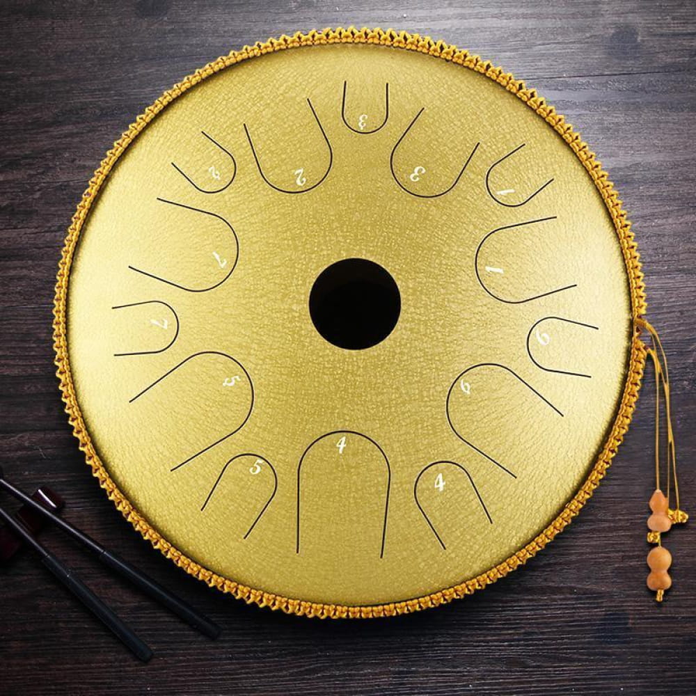 14 Inch C Key Steel Tongue Drum with 14 Notes - 14 Inches/14 Notes (C Major) / Gilt Diamonds / Gilt