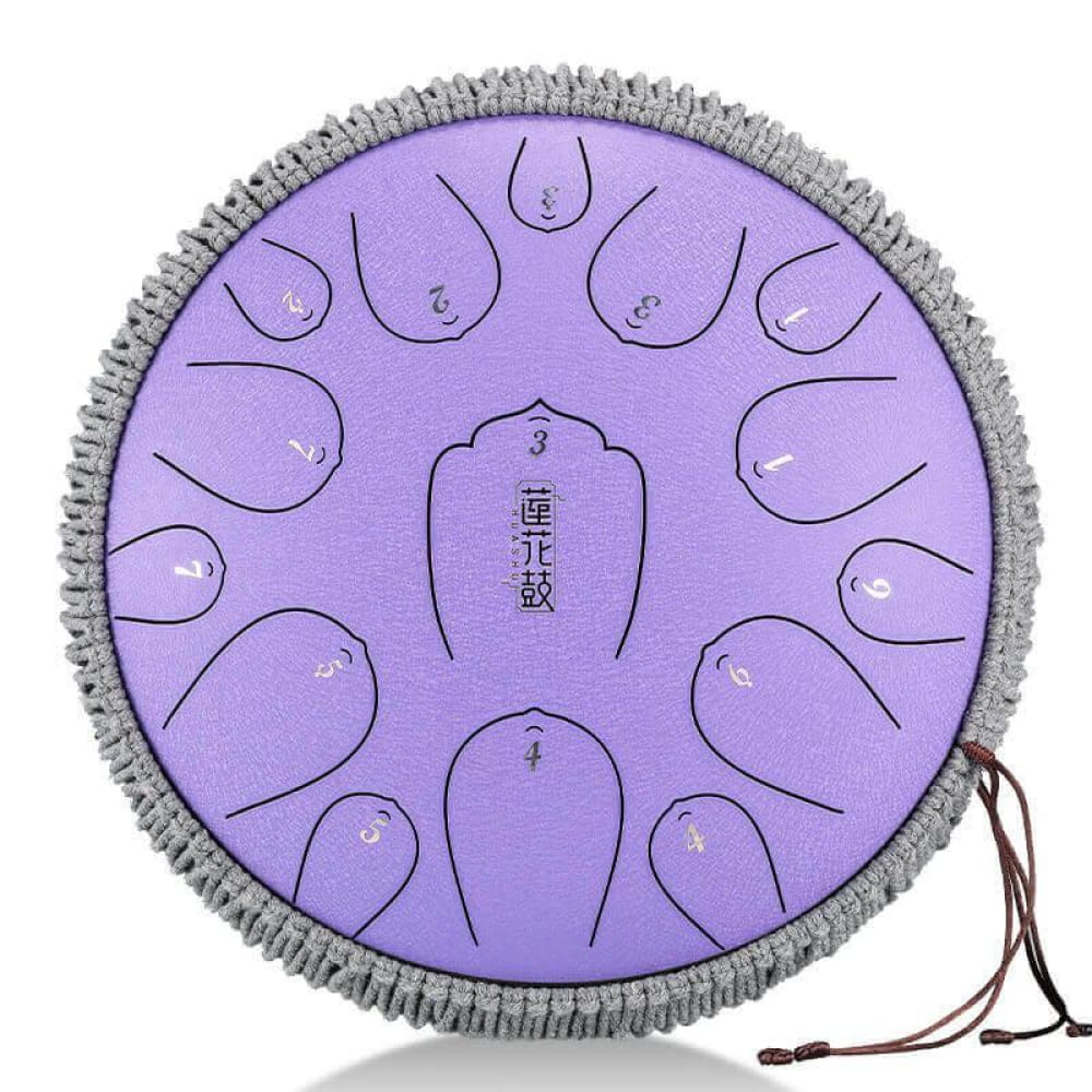 14-Inch Carbon Steel Tongue Drum 15-Note D Key Instrument - 14 Inches/15 Notes (D Major) / Lavender