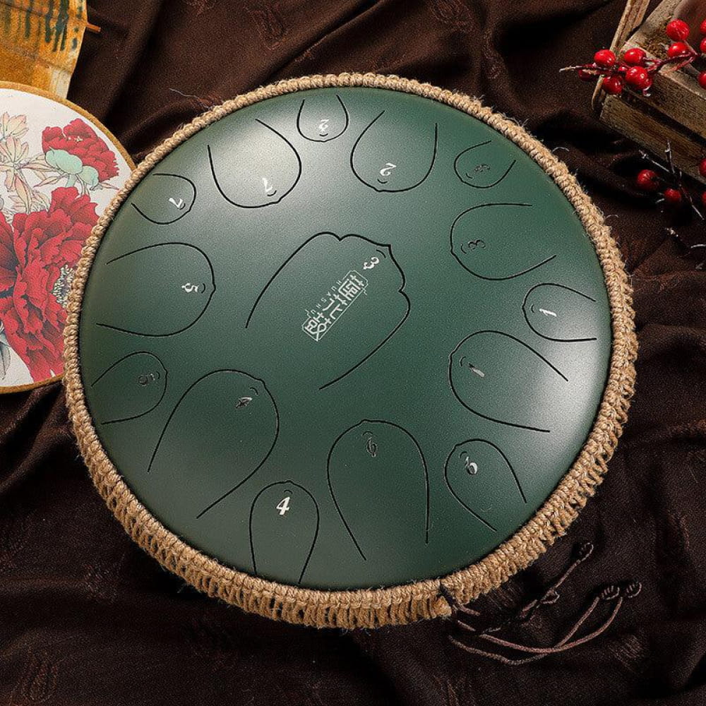 14-Inch Carbon Steel Tongue Drum 15-Note D Key Instrument - Steel Tongue Drum - On sale