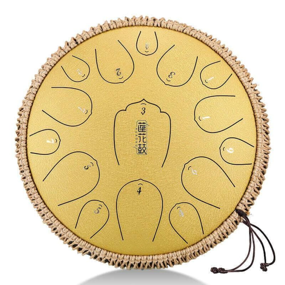 14 Inch Carbon Steel Tongue Drum 15 Notes in C Key - 14 Inches/15 Notes (C Major) / Gilt Diamond