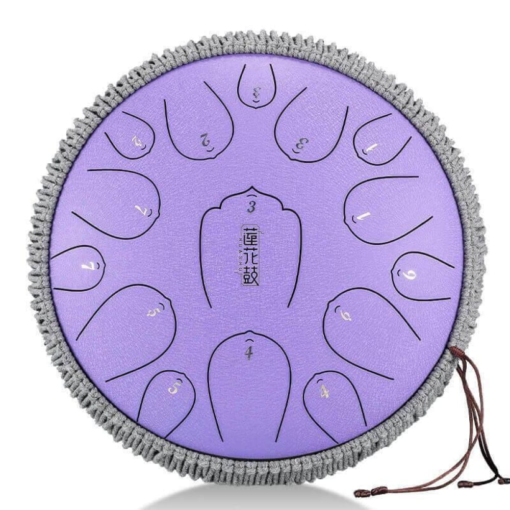 14 Inch Carbon Steel Tongue Drum 15 Notes in C Key - 14 Inches/15 Notes (C Major) / Lavender