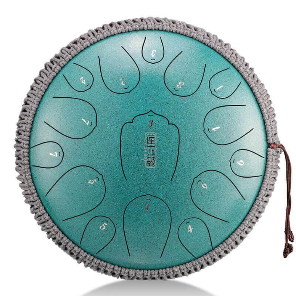 14 Inch Carbon Steel Tongue Drum 15 Notes in C Key - 14 Inches/15 Notes (C Major) / Malachite