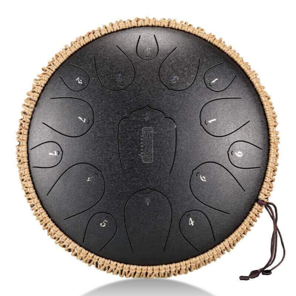 14 Inch Carbon Steel Tongue Drum 15 Notes in C Key - 14 Inches/15 Notes (C Major) / Obsidian