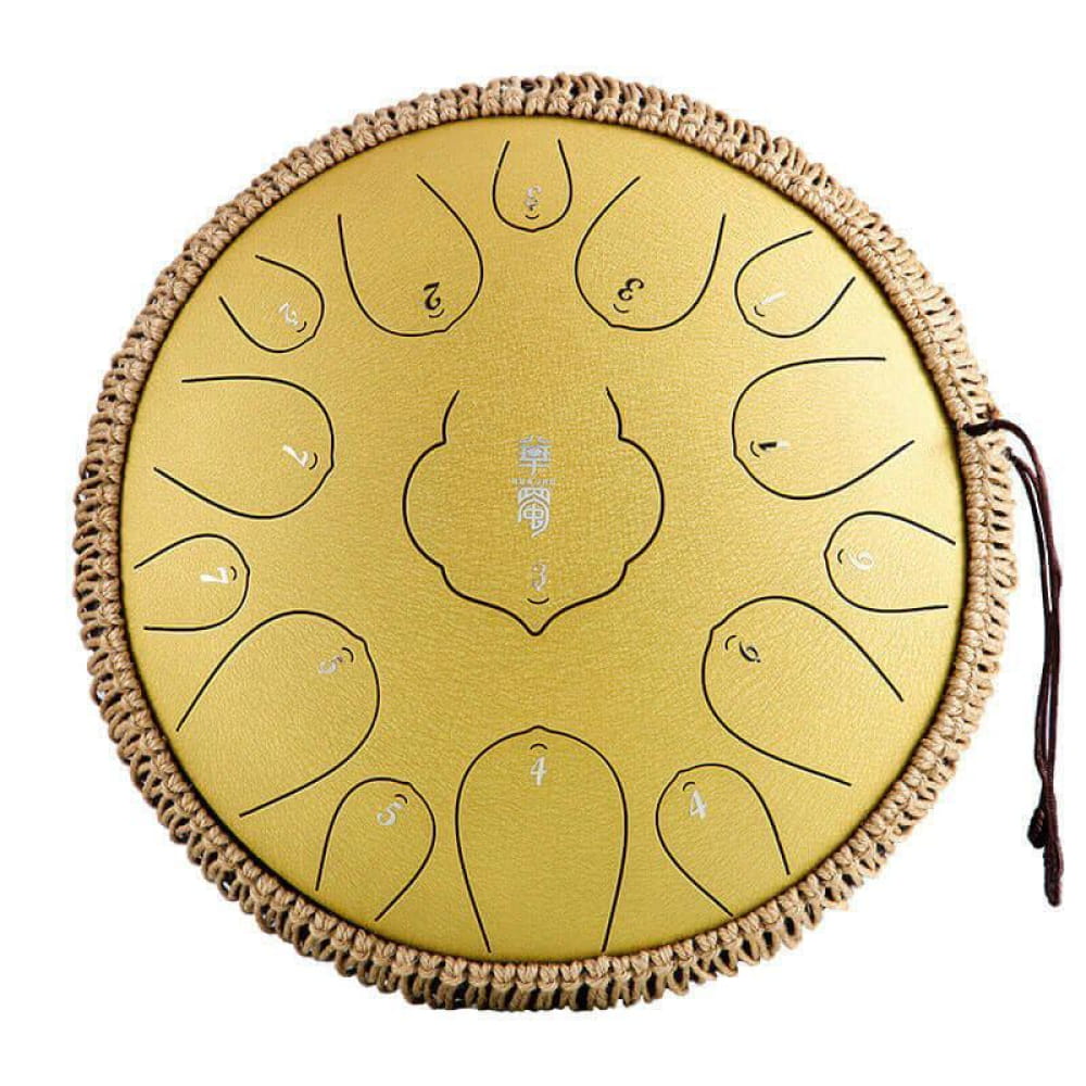 14 Inch Carbon Steel Tongue Drum 15 Notes D Key - 14 Inches/15 Notes (D Major) / Gilt Diamond