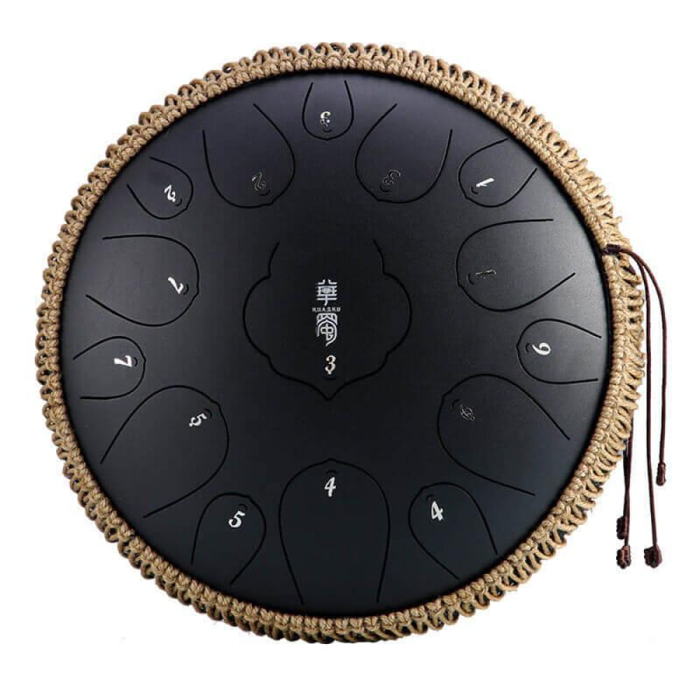 14 Inch Carbon Steel Tongue Drum 15 Notes D Key - 14 Inches/15 Notes (D Major) / Jet Black / Jet