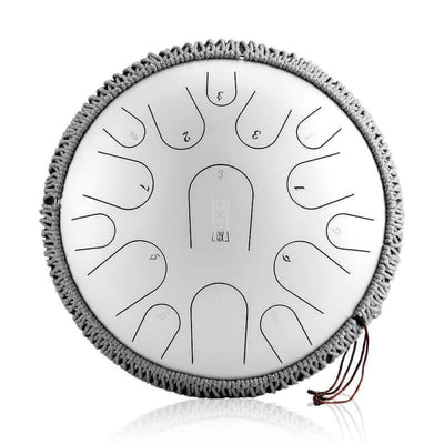 14 Inch Titanium Steel Tongue Drum with circular tone zones for yoga meditation
