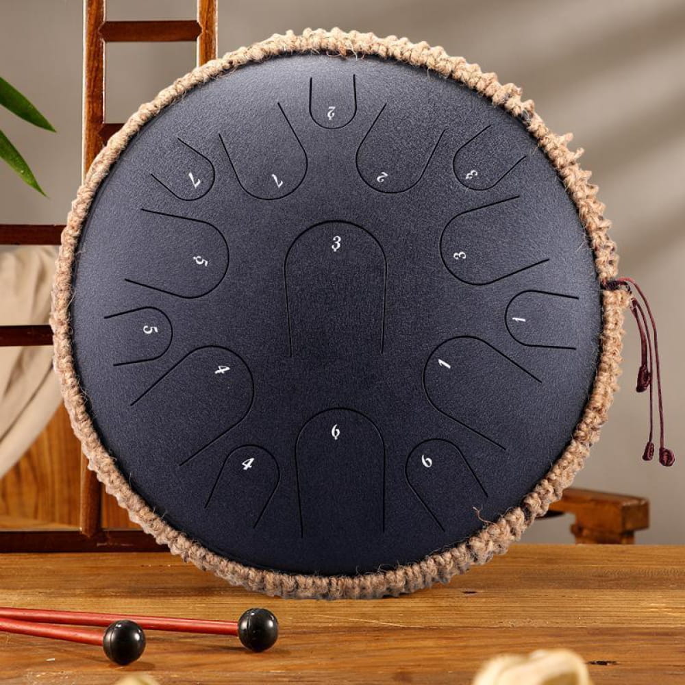 14’ Professional 15-Note C/D Major Steel Tongue Drum - 14 Inches/15 Notes (C Major) / Obsidian