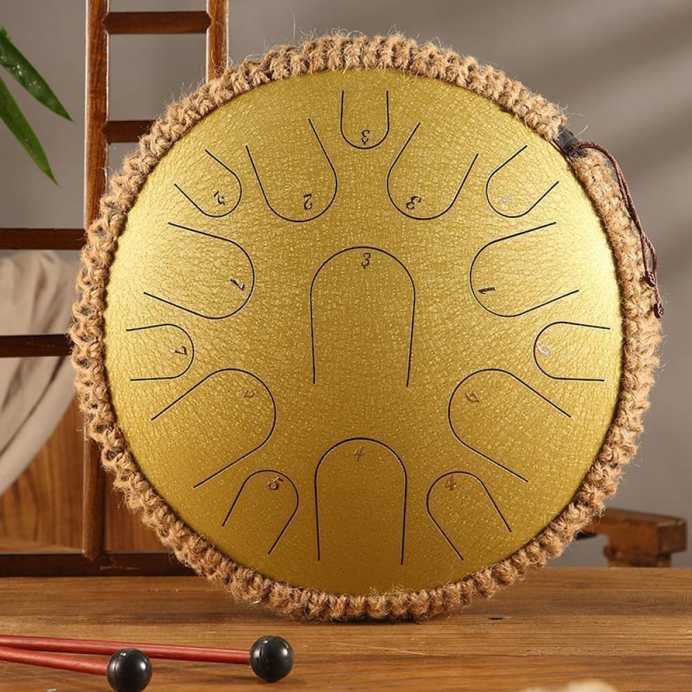 14’ Professional 15-Note C/D Major Steel Tongue Drum - 14 Inches/15 Notes (C Major) / Gilt