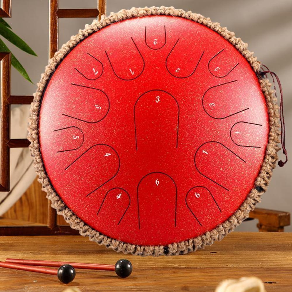 14’ Titanium Steel Tongue Drum 15 Notes in D & C Major - 14 Inches/15 Notes (D Major) / Spotted