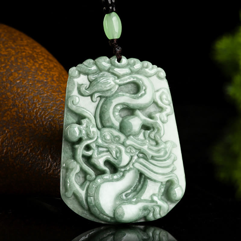 Chinese Zodiac Dragon Jade Protection Necklace Pendant