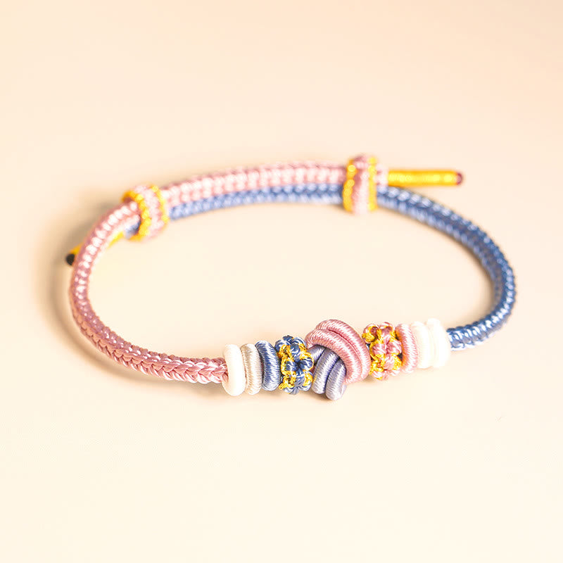 Handcrafted Two-Color Peace Knot Red String Bracelet
