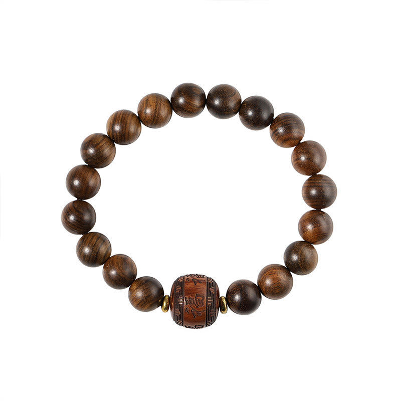Rosewood Spiritual Bracelet with Fu Character | Warmth & Luck