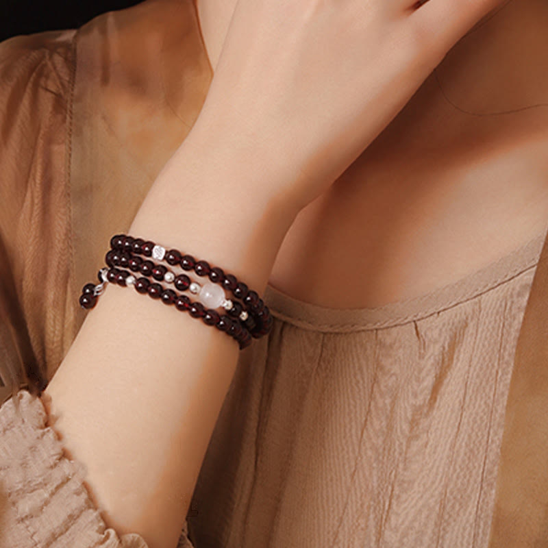 14cm Garnet & 925 Sterling Silver Protection Bracelet