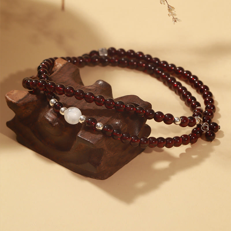 14cm Garnet & 925 Sterling Silver Protection Bracelet