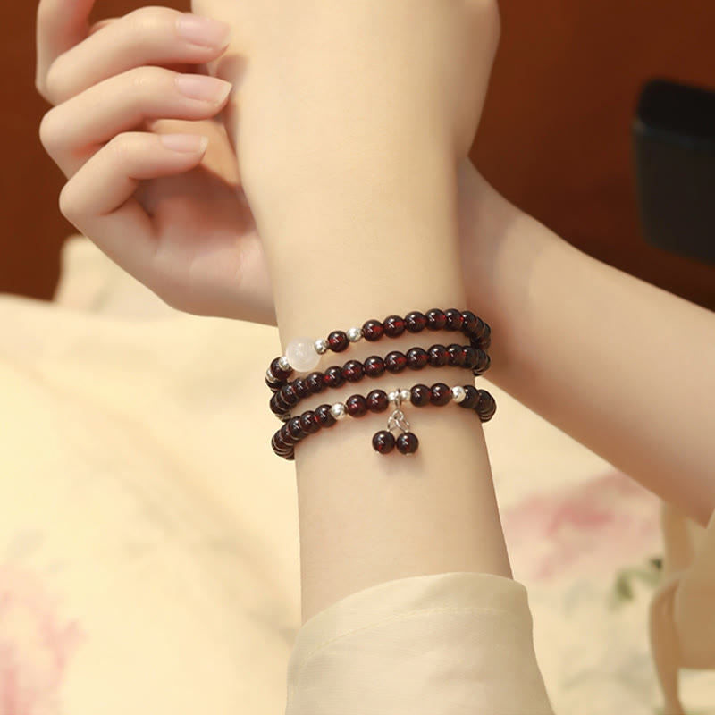 14cm Garnet & 925 Sterling Silver Protection Bracelet