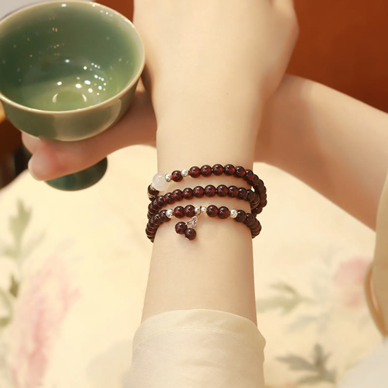 14cm Garnet & 925 Sterling Silver Protection Bracelet