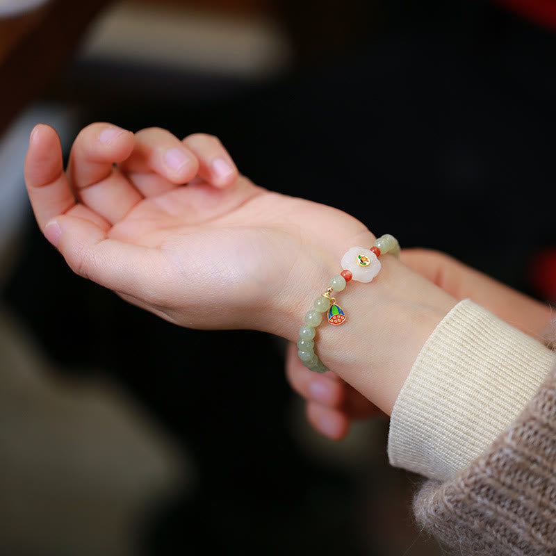 6mm Natural Hetian Jade Lucky Charm Bracelet