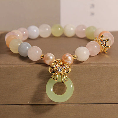 Morganite Peace Buckle Jade Bracelet for Confidence & Calm