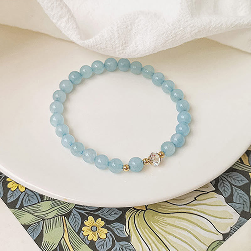 14K Gold Plated Aquamarine Healing Bracelet for Serenity