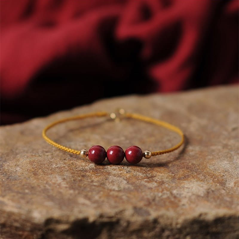 14K Gold Plated Cinnabar Blessing String Braided Bracelet