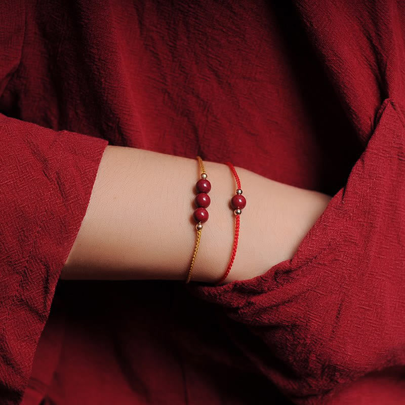 14K Gold Plated Cinnabar Blessing String Braided Bracelet
