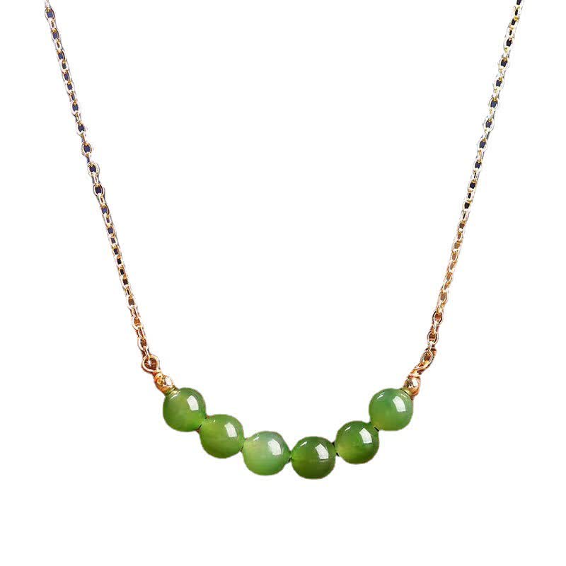 14k Gold Plated Hetian Cyan Jade Luck Necklace Pendant