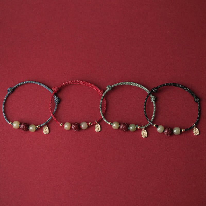 14K Gold Plated Hetian Jade Lotus Luck Bracelet