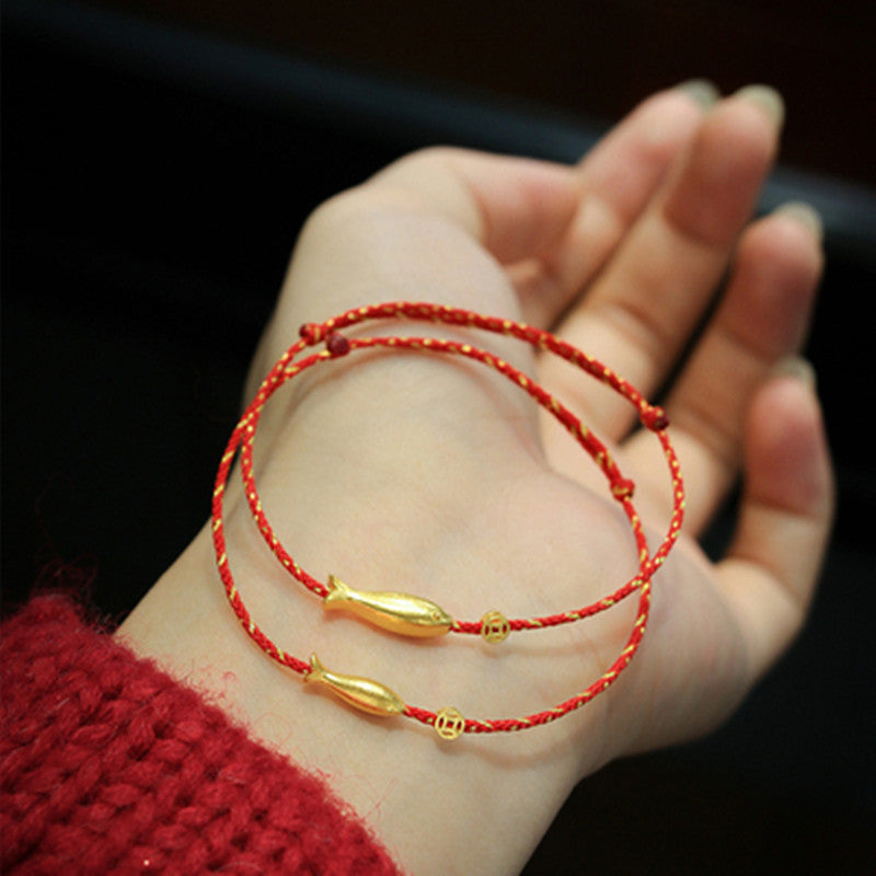 14K Gold Plated Koi Fish Luck Wealth Braided Bracelet