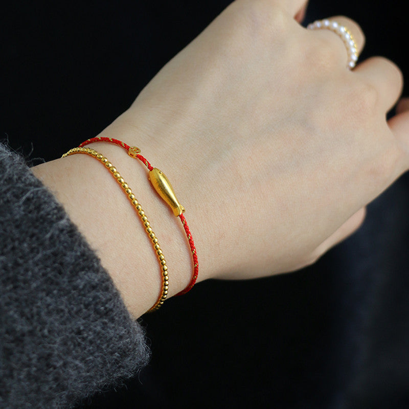 14K Gold Plated Koi Fish Luck Wealth Braided Bracelet