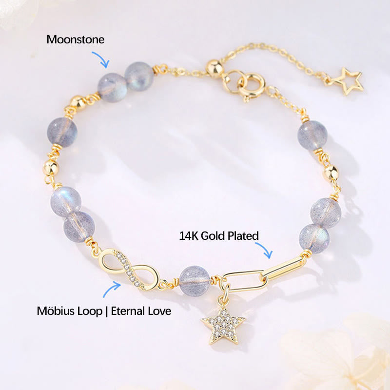 14K Gold Plated Strawberry Quartz Eternal Love Bracelet