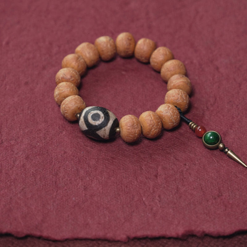 14mm Bodhi Seed Dzi Bead Wrist Mala Bracelet for Peace