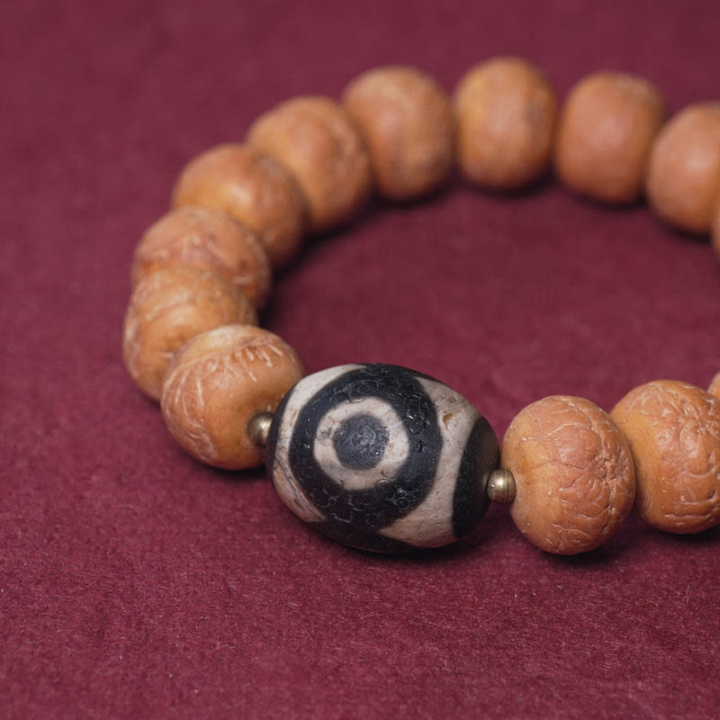 14mm Bodhi Seed Dzi Bead Wrist Mala Bracelet for Peace