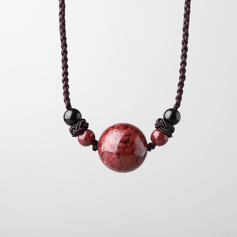 14mm Cinnabar Blessing Necklace Pendant for Mindfulness