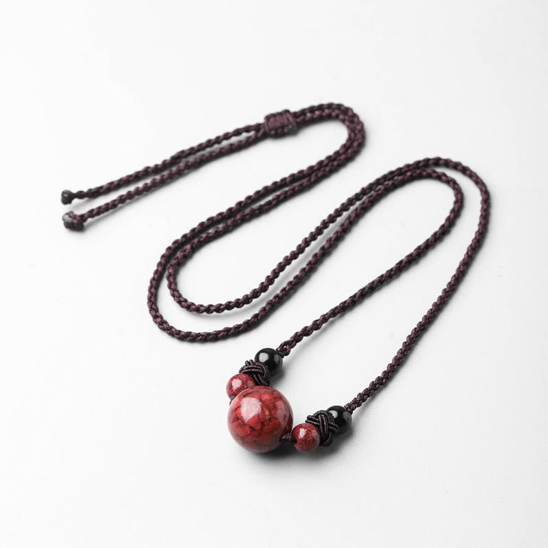 14mm Cinnabar Blessing Necklace Pendant for Mindfulness
