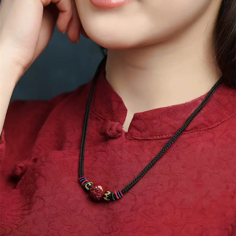 14mm Cinnabar Chinese Zodiac Blessing Necklace Pendant