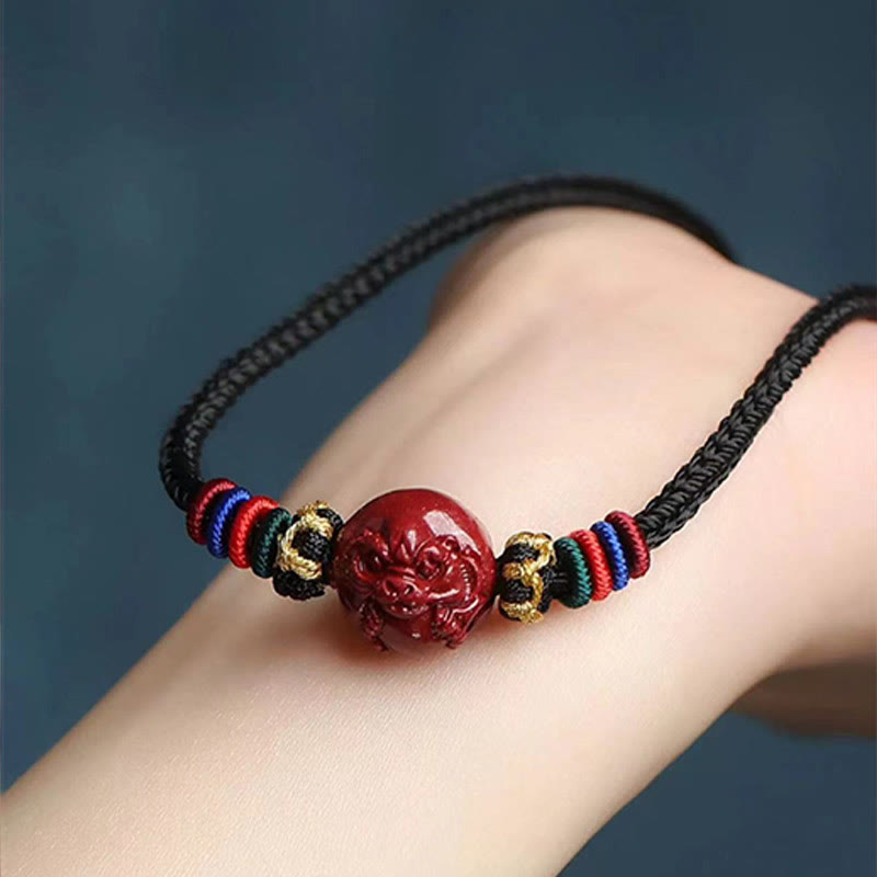14mm Cinnabar Chinese Zodiac Blessing Necklace Pendant