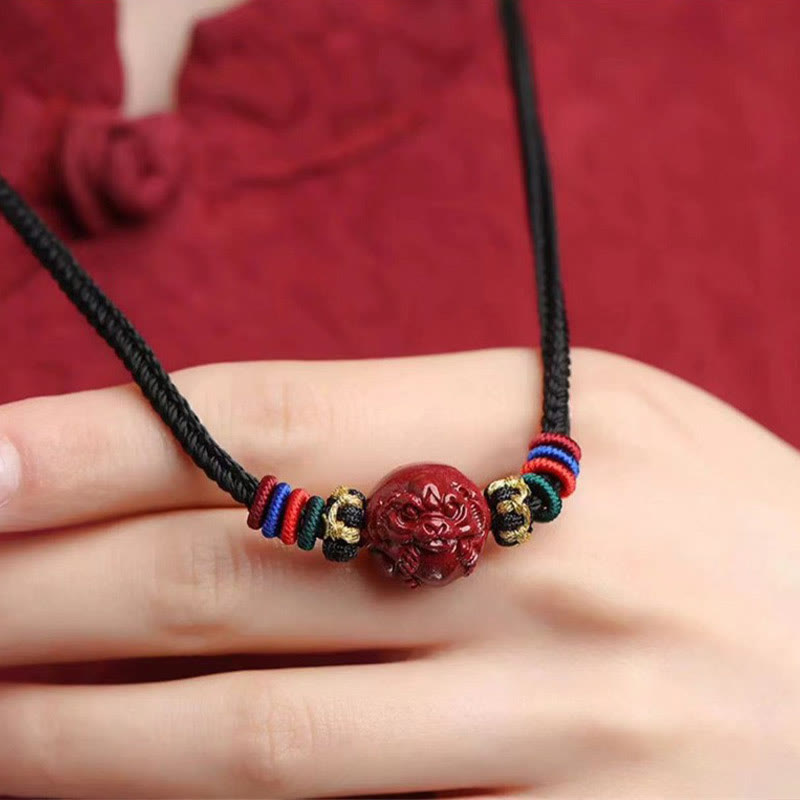 14mm Cinnabar Chinese Zodiac Blessing Necklace Pendant