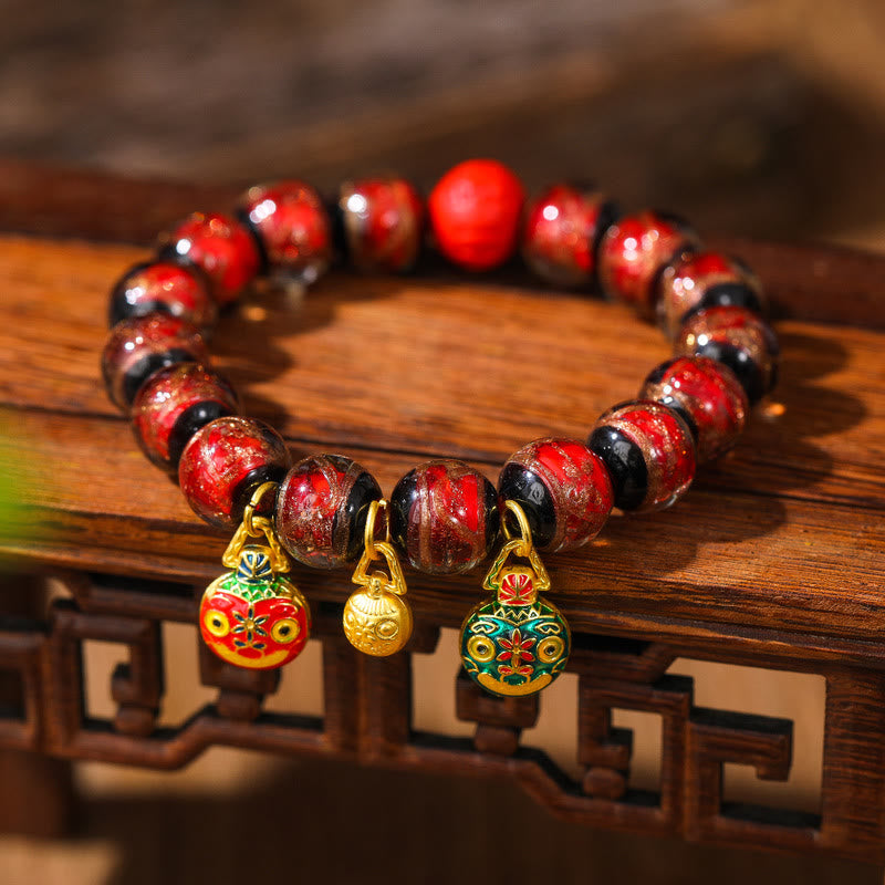 14MM Multicolor Cinnabar Bracelet for Wealth and Blessings