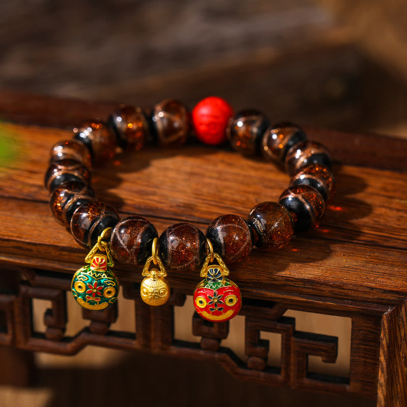 14MM Multicolor Cinnabar Bracelet for Wealth and Blessings