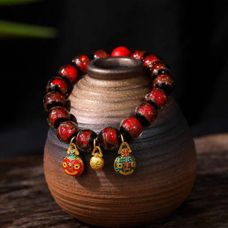 14MM Multicolor Cinnabar Bracelet for Wealth and Blessings