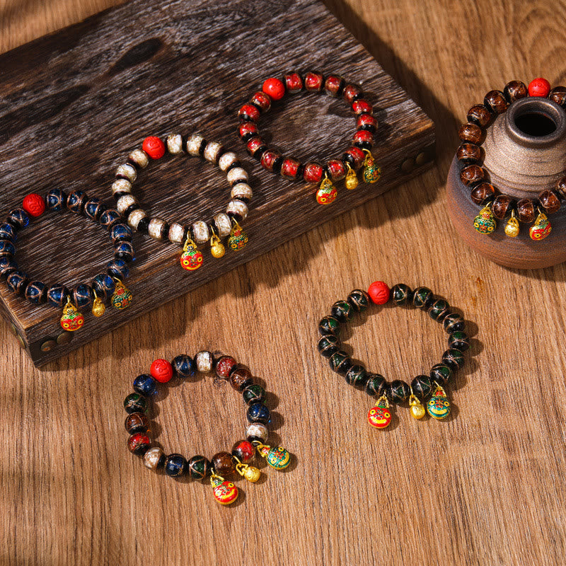 14MM Multicolor Cinnabar Bracelet for Wealth and Blessings