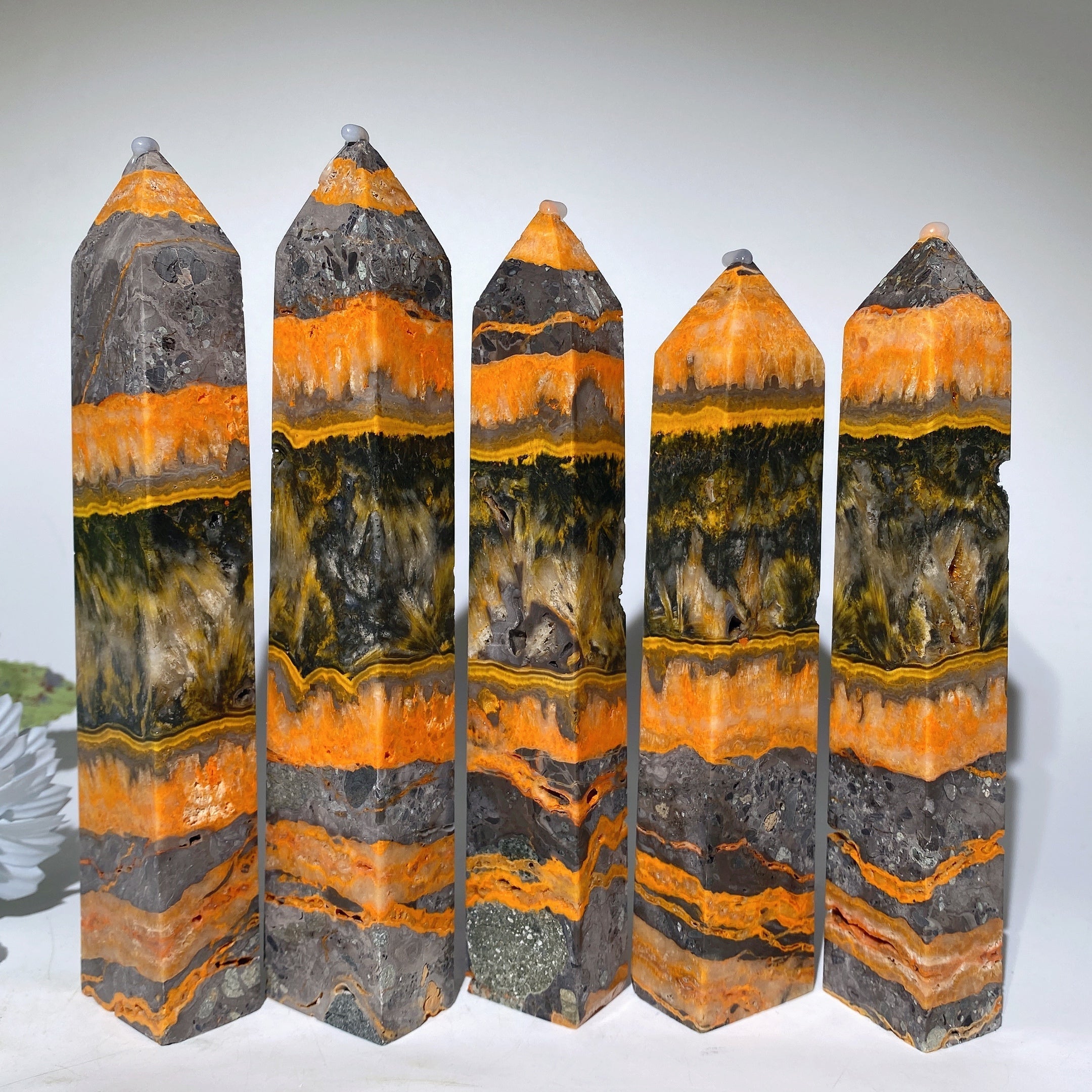 15-18cm Bumblebee Jasper Healing Crystal Tower