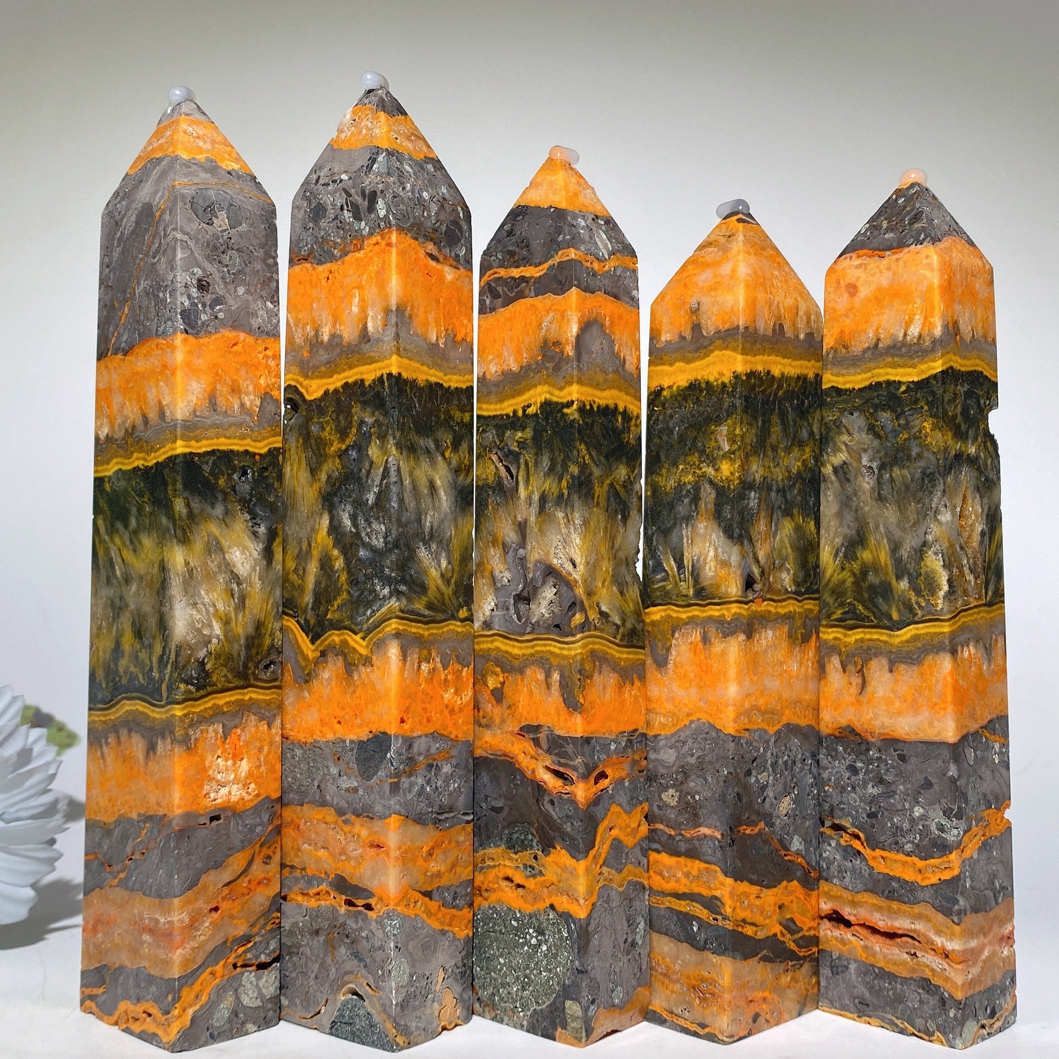 15-18cm Bumblebee Jasper Healing Crystal Tower