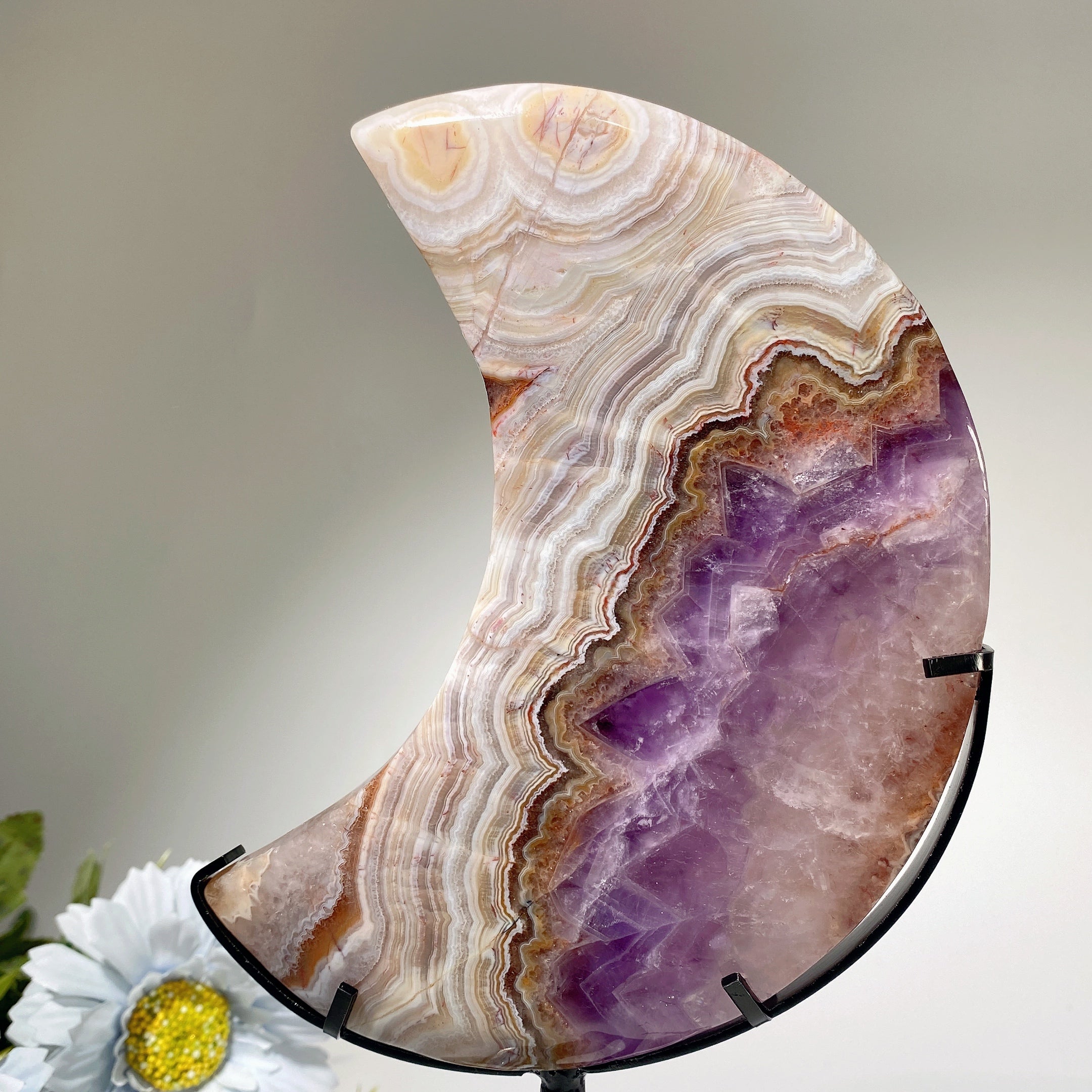 15-20cm Mexican Onyx Amethyst Moon Crystal Healing Specimen