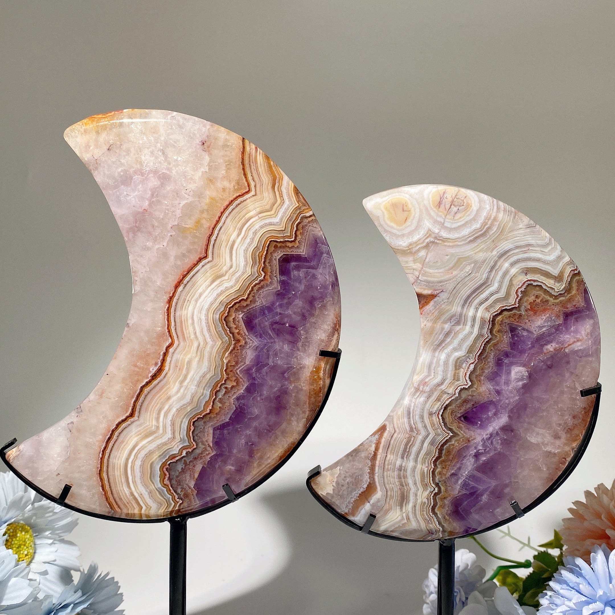 15-20cm Mexican Onyx Amethyst Moon Crystal Healing Specimen