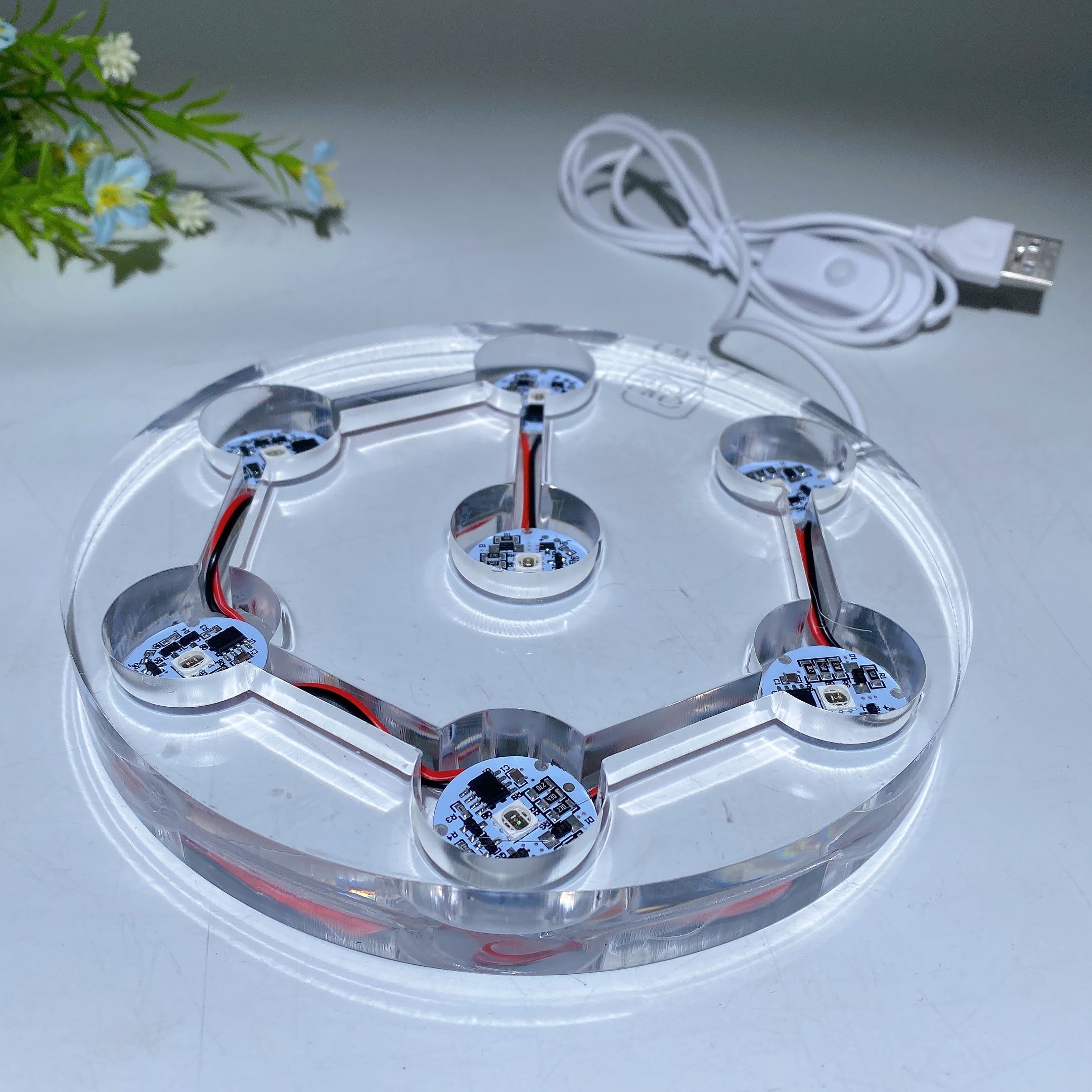 15-20cm Transparent Resin Round Crystal Lamp Stand