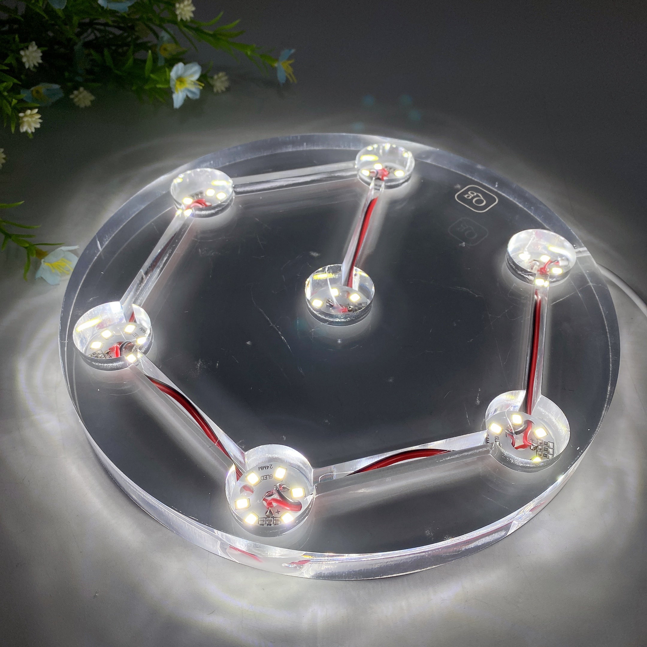 15-20cm Transparent Resin Round Crystal Lamp Stand