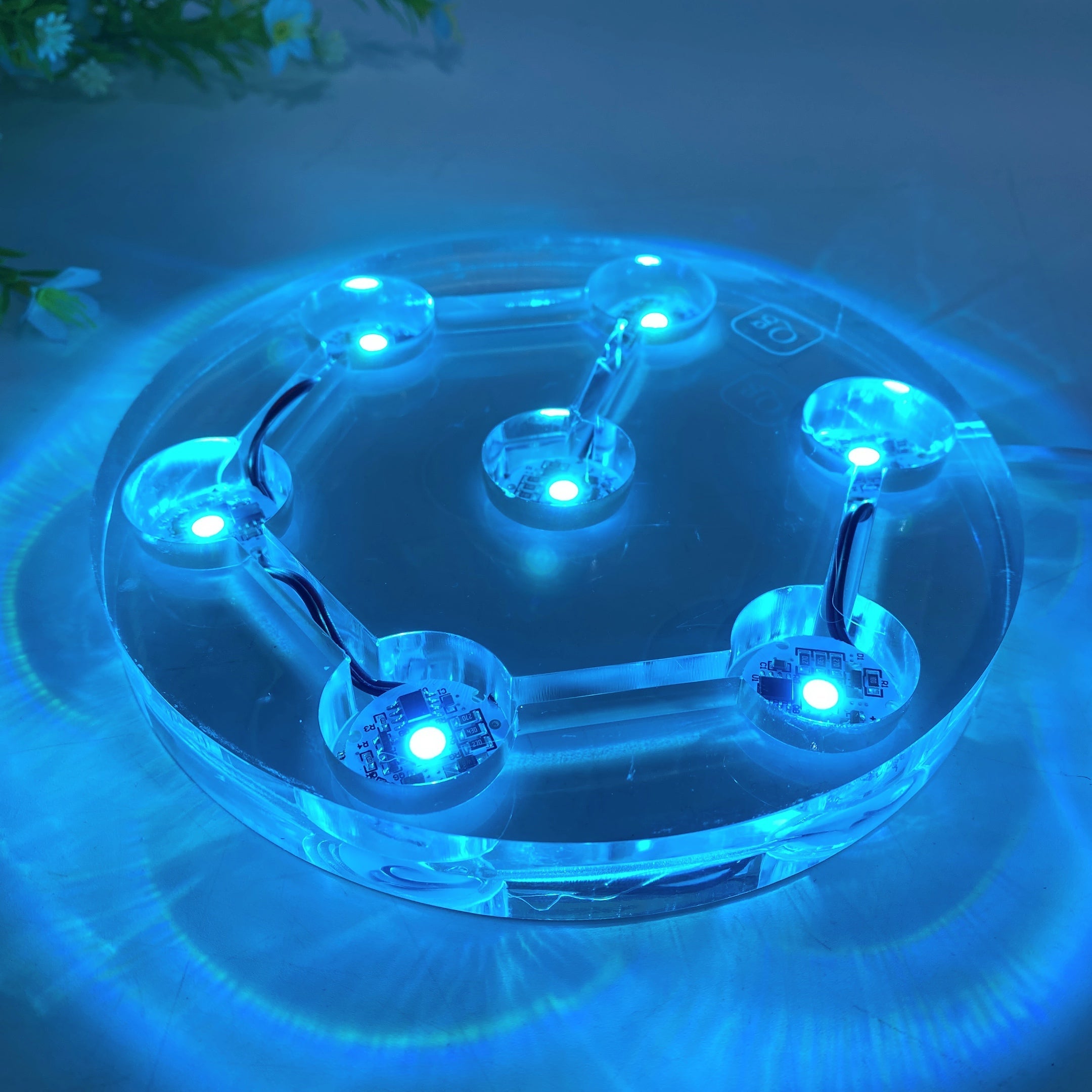 15-20cm Transparent Resin Round Crystal Lamp Stand